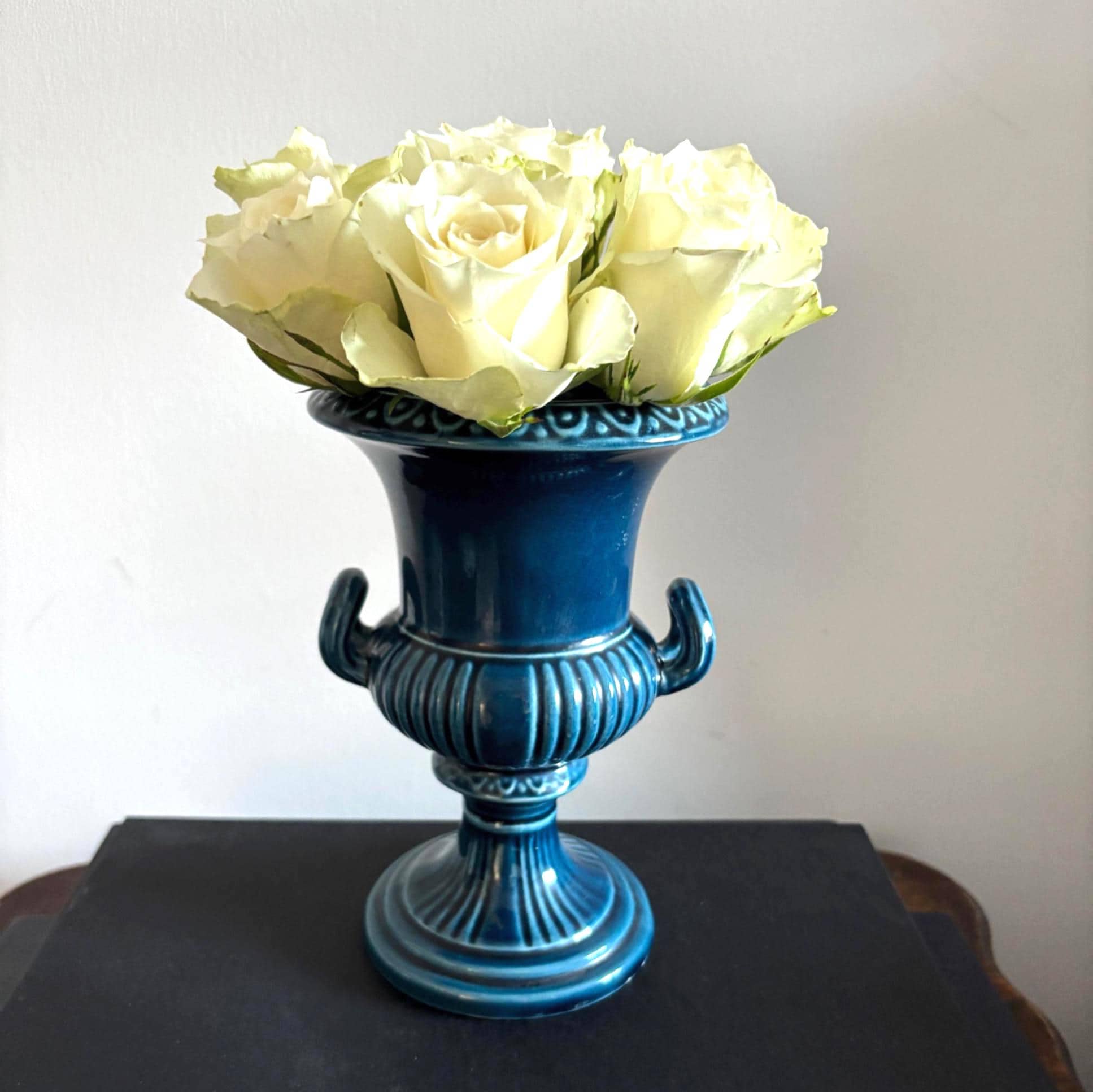 Vintage Dartmouth Pottery Blue Urn Vase: Mid-Century English Ceramic