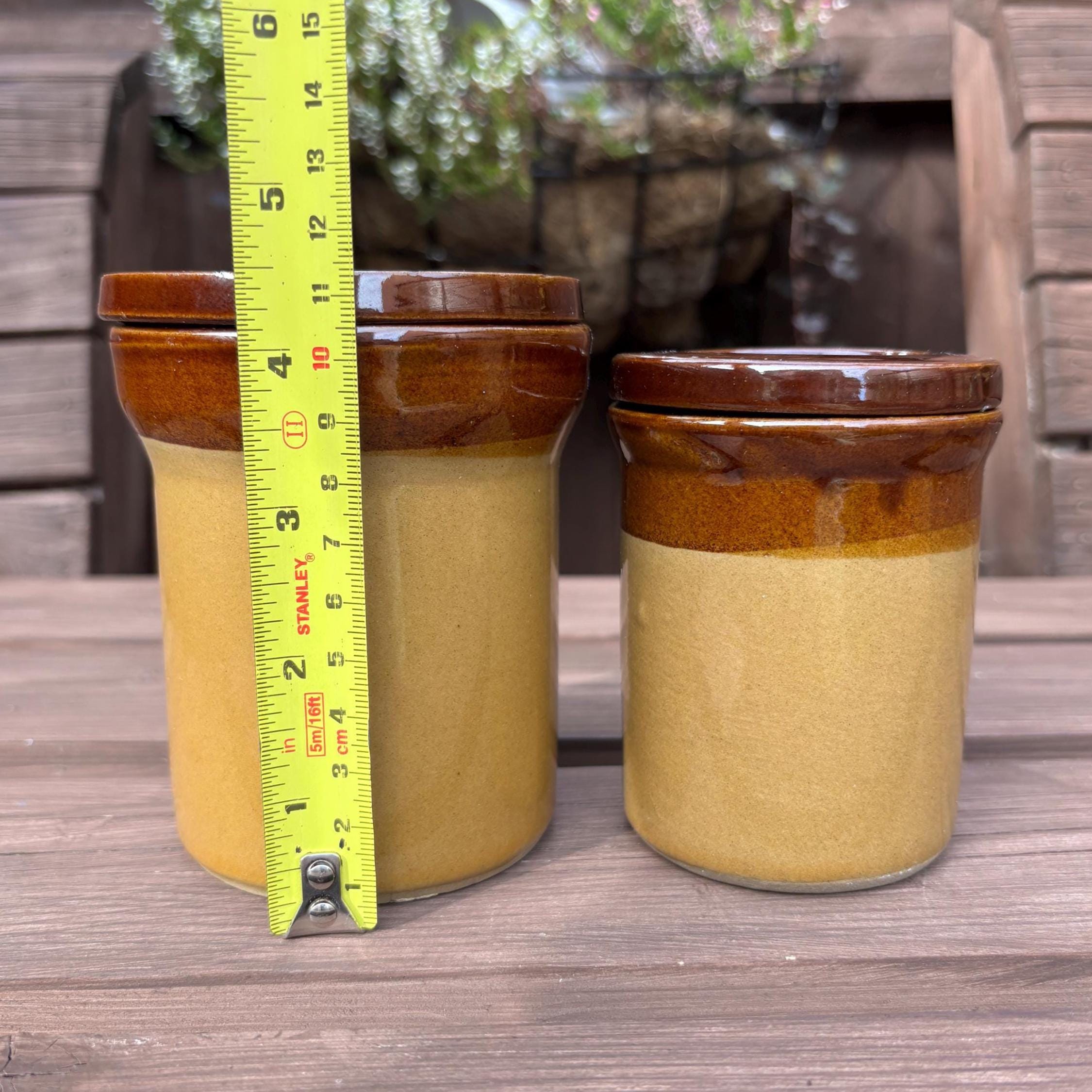 Vintage Parsons Stoneware Kitchen Canister | England, Brown Glazed Crock