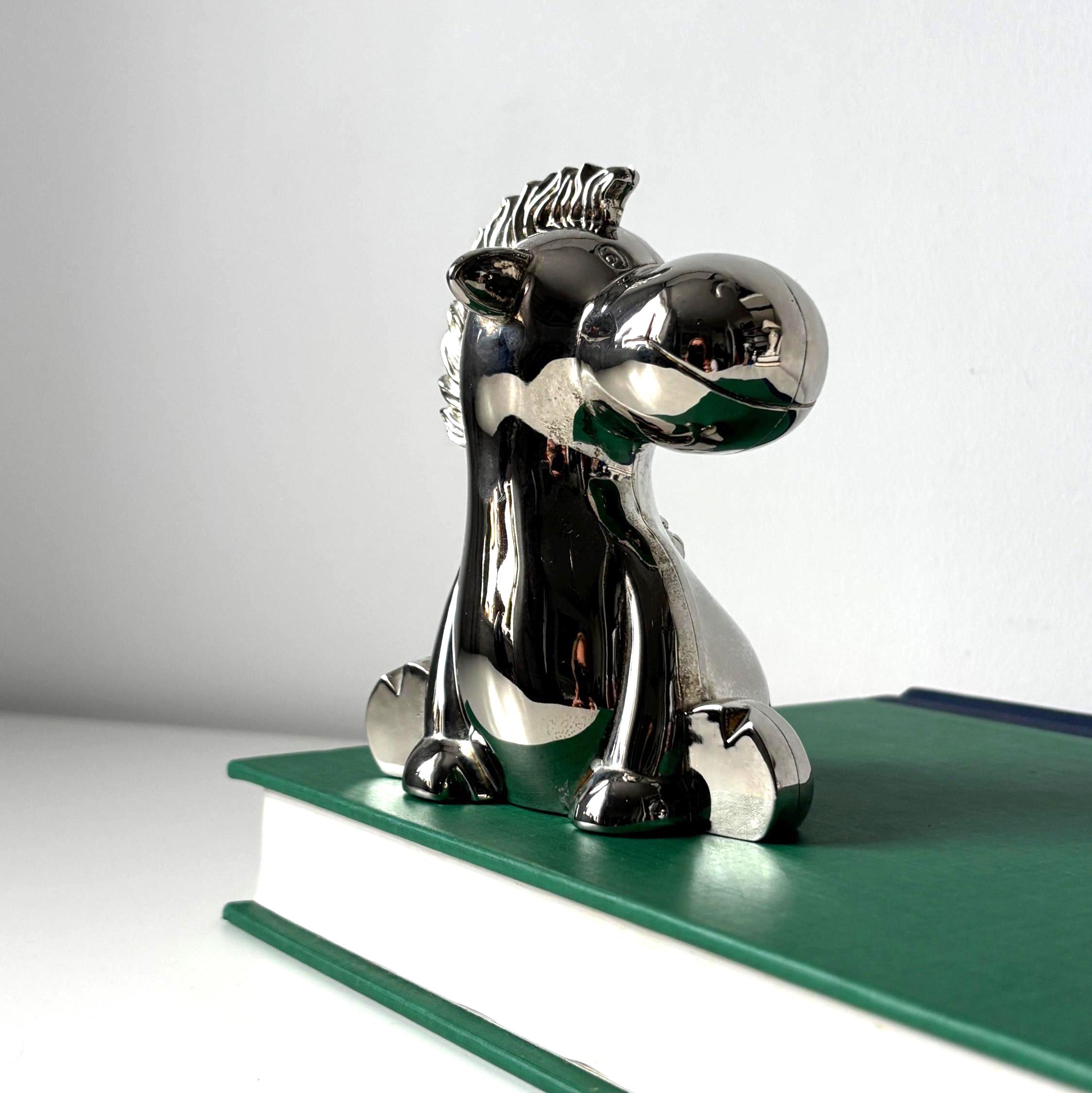 Vintage Silver Plated Horse Money Box Novelty Piggy Bank Animal Savings Ornament
