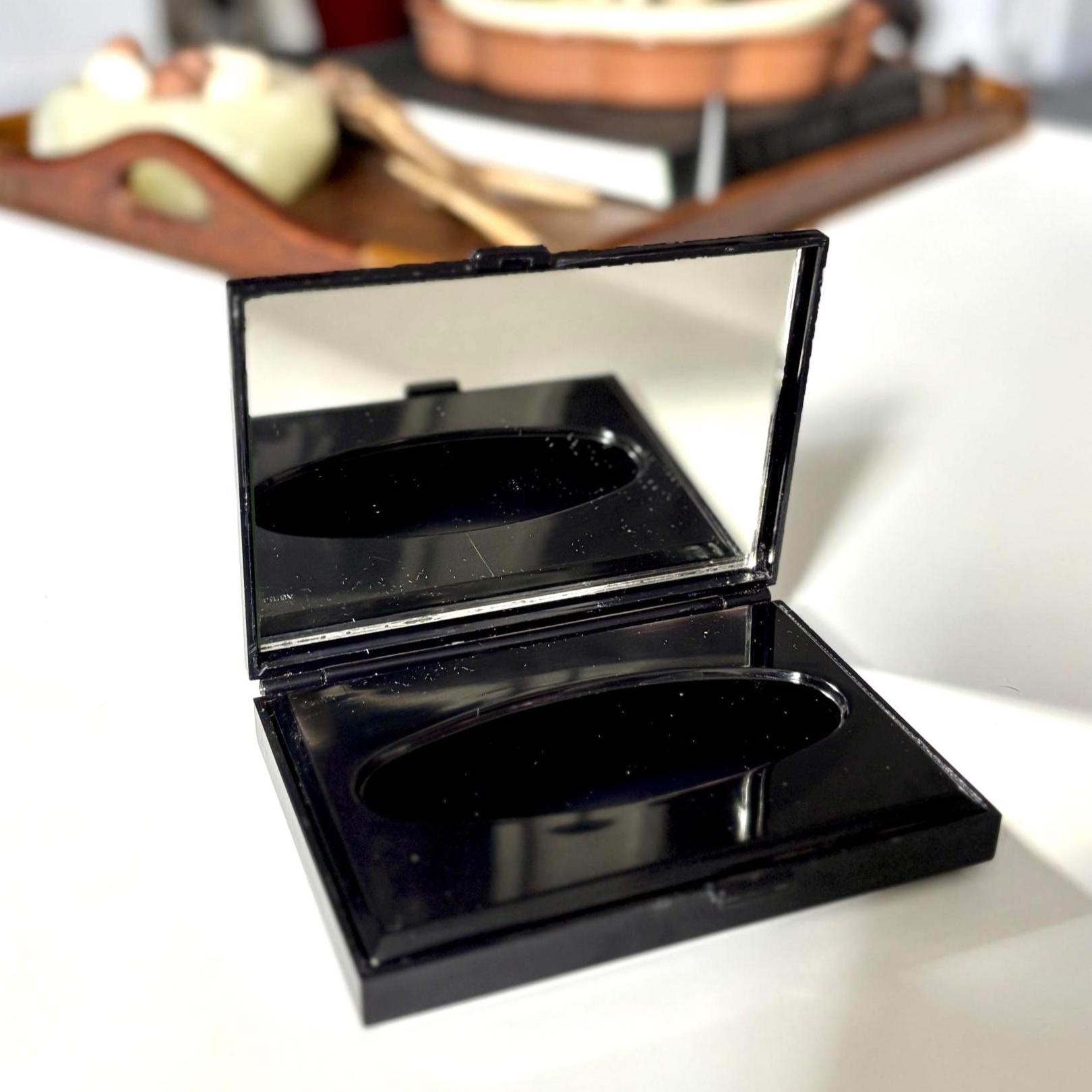 Vintage Floral Lacquer Style Compact Mirror Tissue Case Vanity Travel Accessory Gift