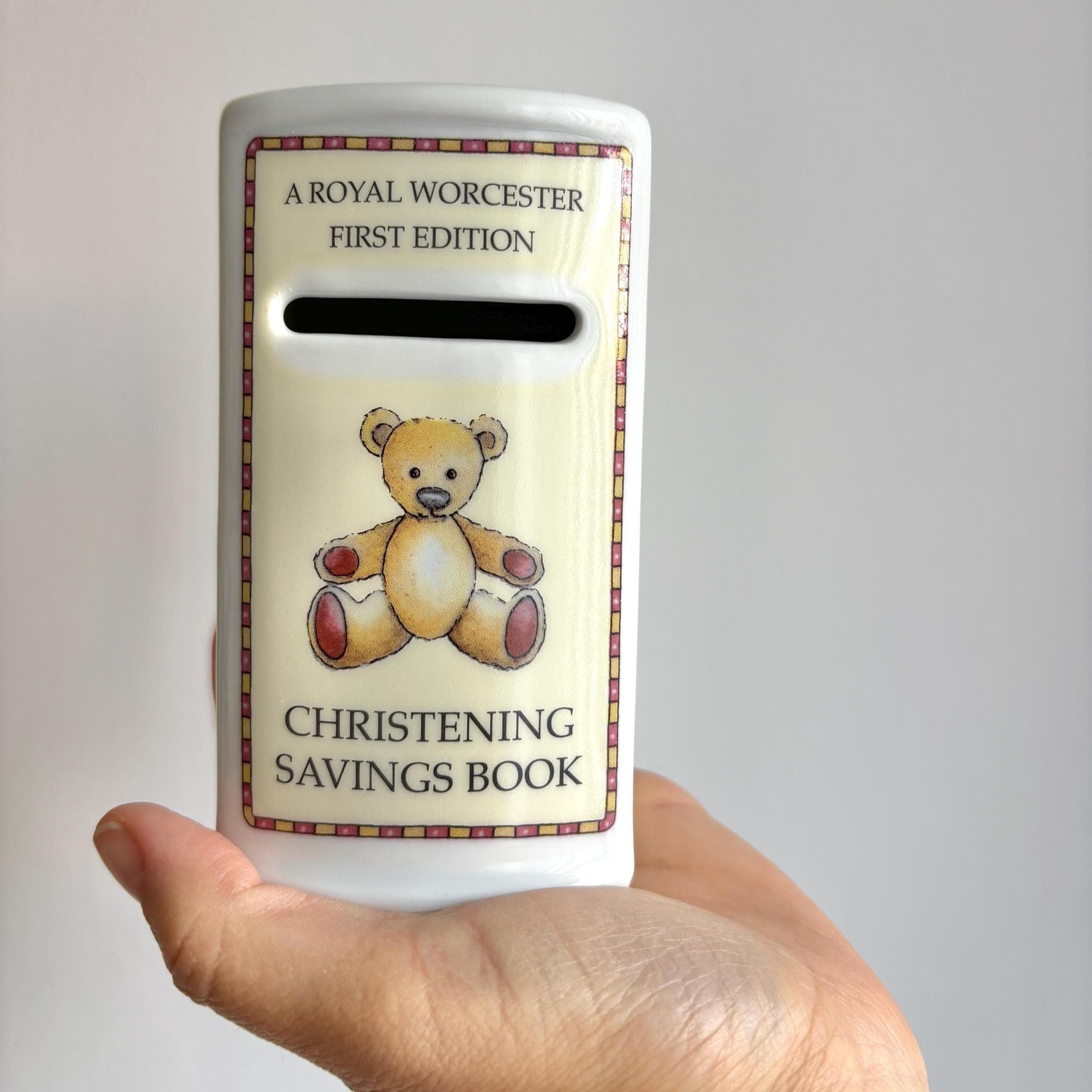 Vintage Royal Worcester Christening Savings Book | First Edition | Teddy Bear Design