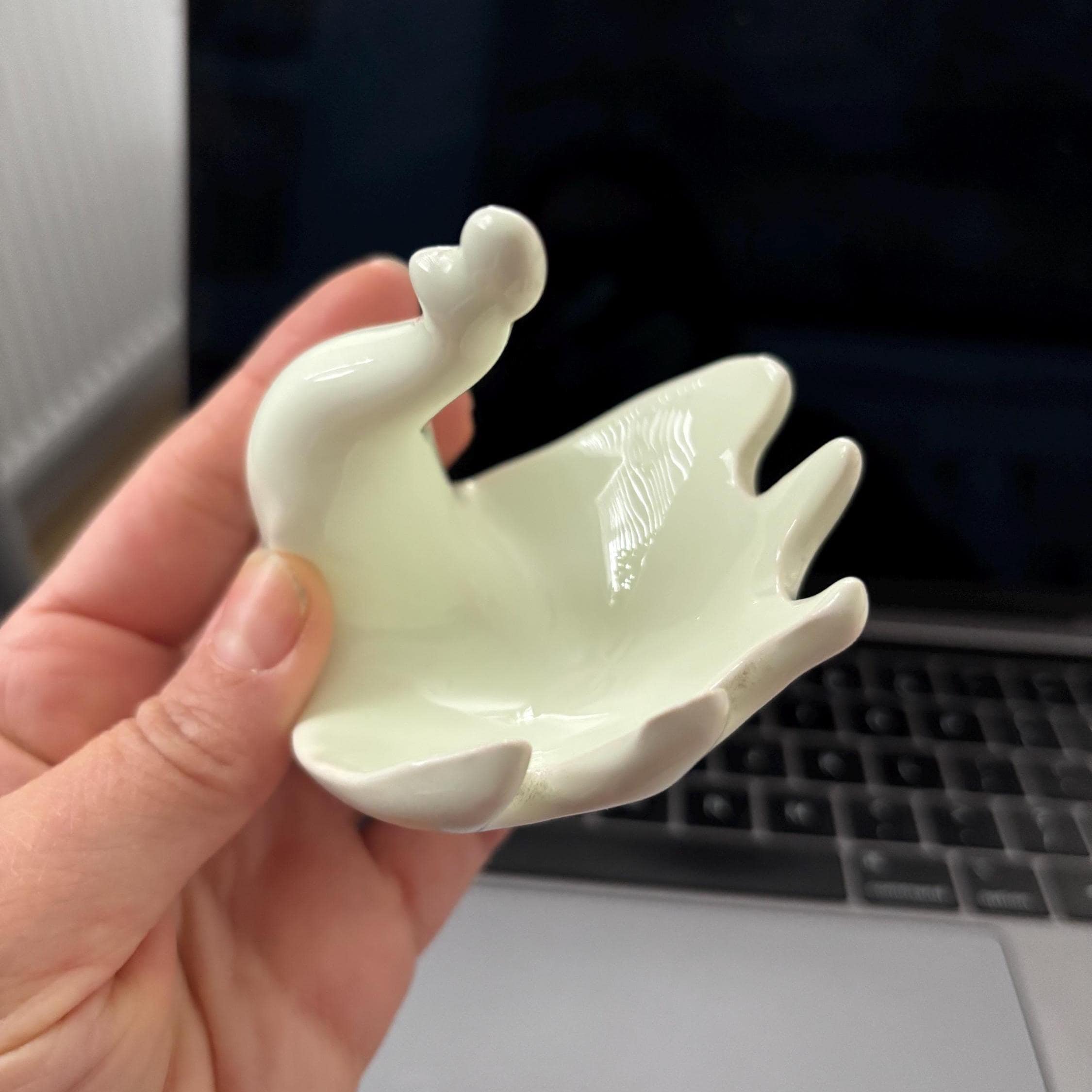 Vintage Sage Green Ceramic Peacock Holder Mid Century Bird Planter Decorative Ornament