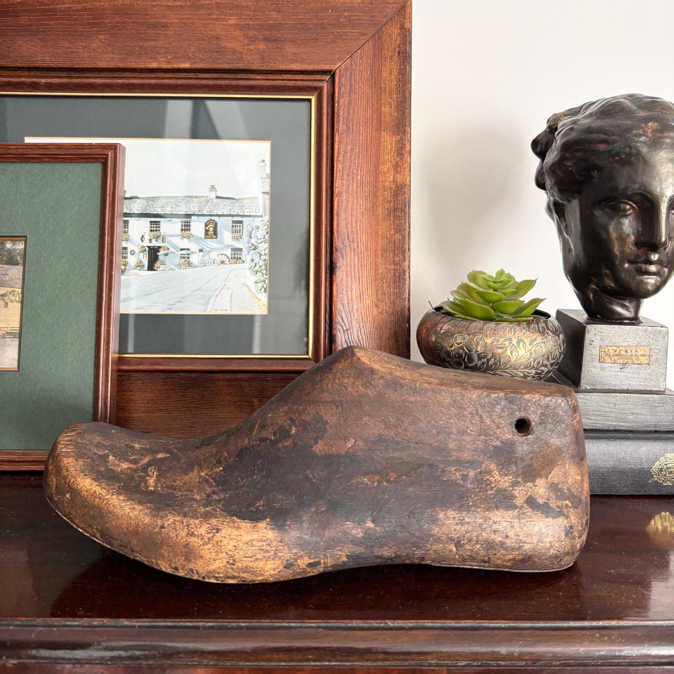 Vintage Wooden Shoe Last | Rustic Cobbler Tool | Antique Shoemaker Form | Farmhouse Industrial Decor