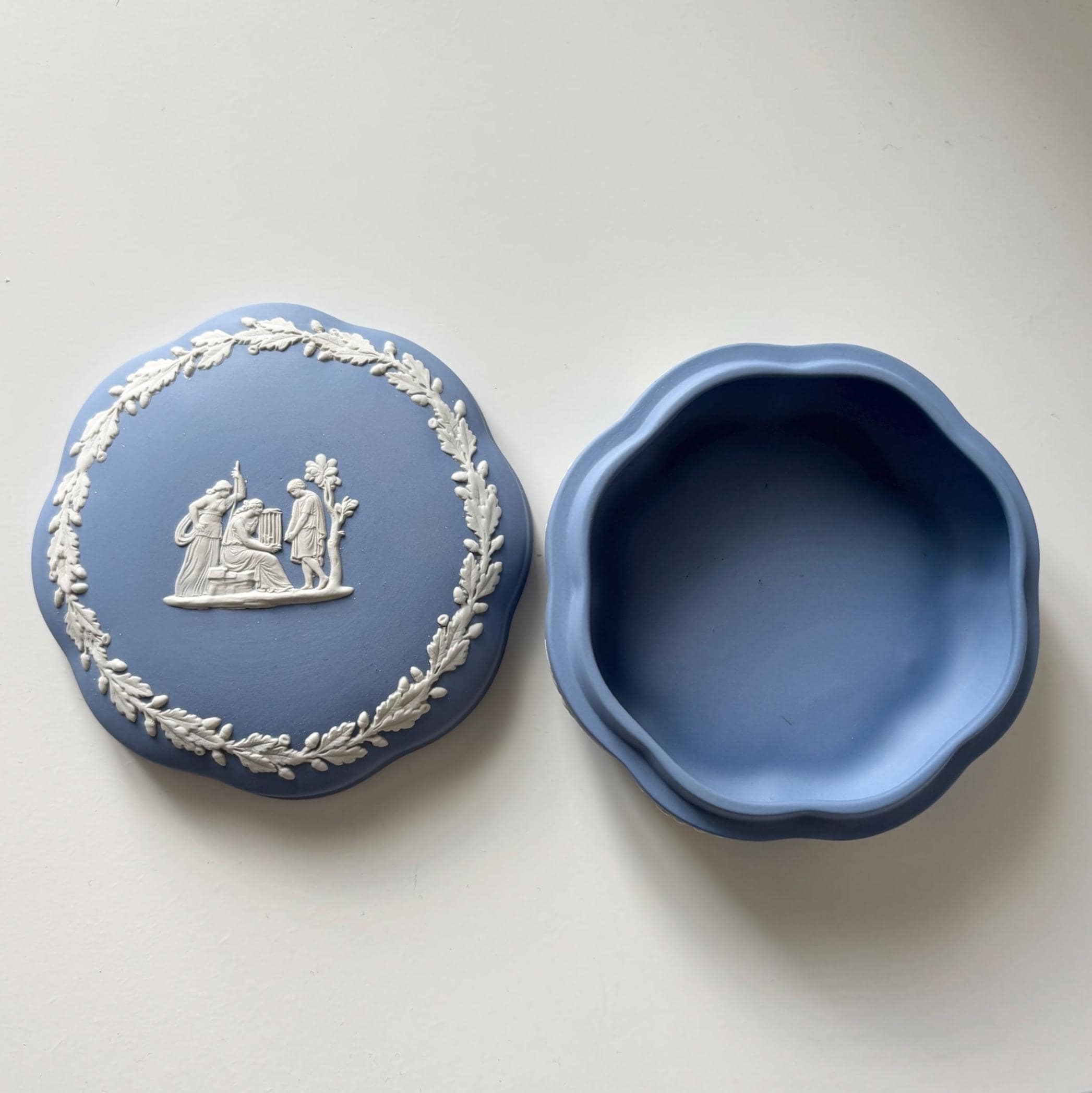 Wedgwood Jasperware Blue Trinket Box Vintage Jewellery Box Made in England
