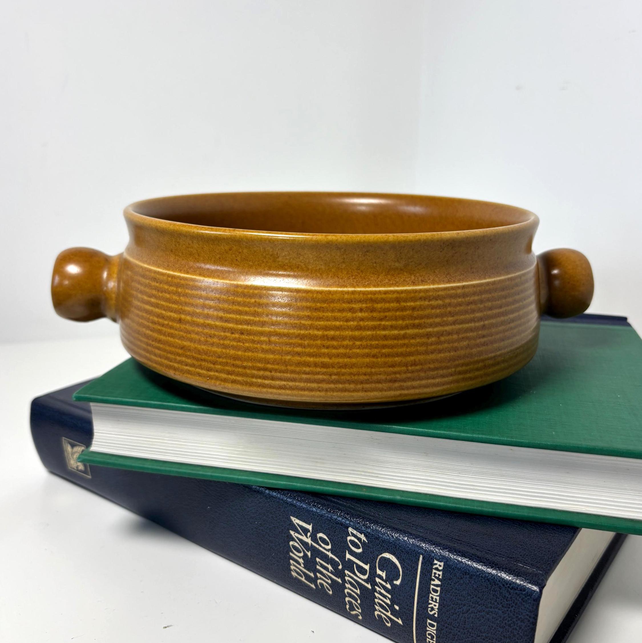 Vintage Denby Langley Canterbury Stoneware Serving Dish Brown Ribbed Mid Century Casserole Bowl
