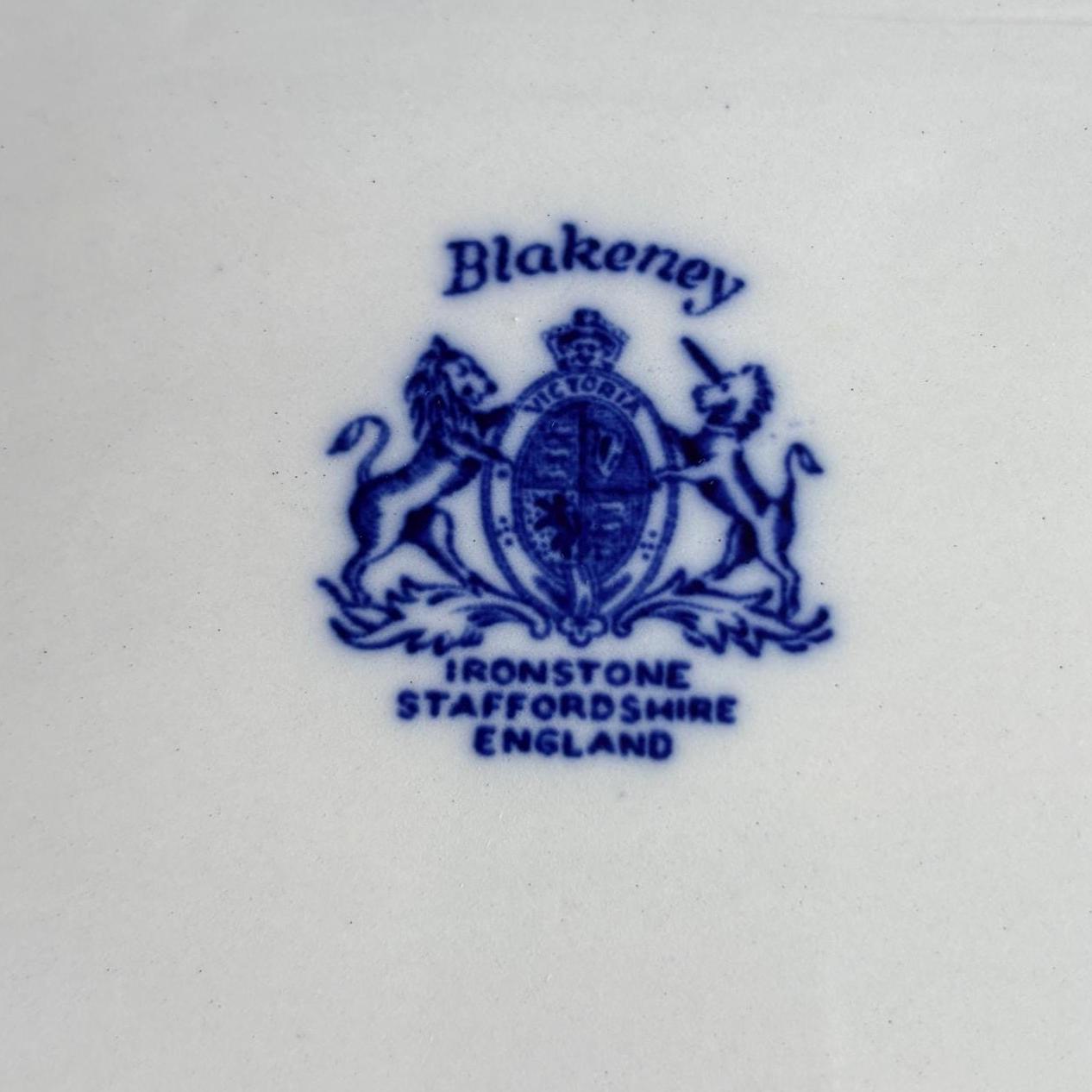 Vintage Blakeney Blue Transfer-ware Cheese Keeper Ironstone Cheese Dish Staffordshire England