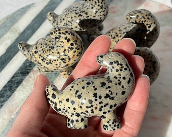 Dalmatiër Jasper Dinosaurus | Kristallen dino snijwerk | Kid Rock-collectie