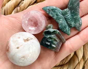 Spring Crystal Carving Mix, Cottagecore Miniature Crystal Mix, Crystal Mystery Surprise!