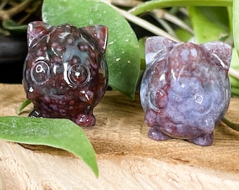 JigglyPuff Pokemon Crystal Carving, Ocen Jasper Crystal Miniatuur