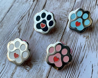 Paw Print Enamel Pin, Dog Print Pin, Cat Paw Pin, Hard Enamel Paw Print Pin