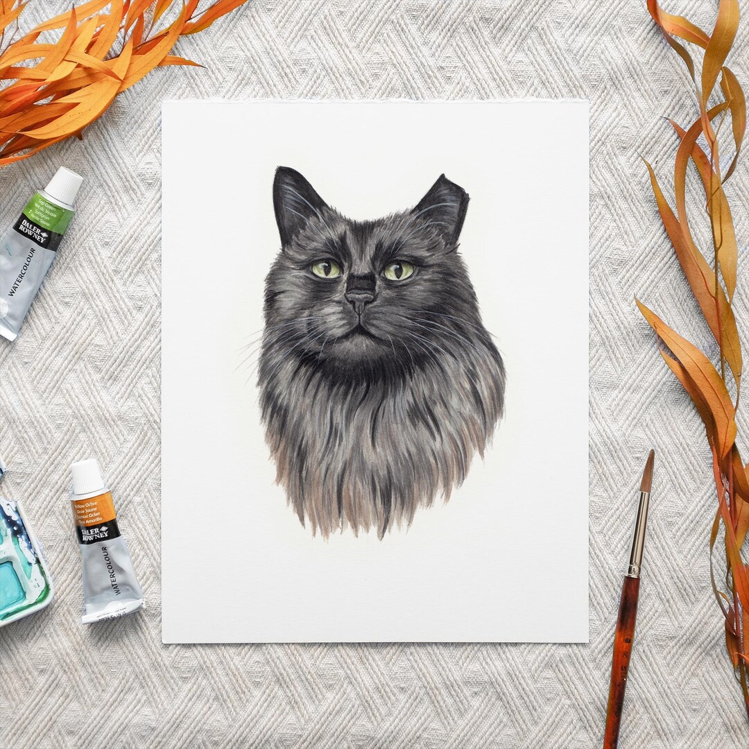 Custom Hand Painted Watercolor Pet Portrait - Personalized Dog or Cat ...