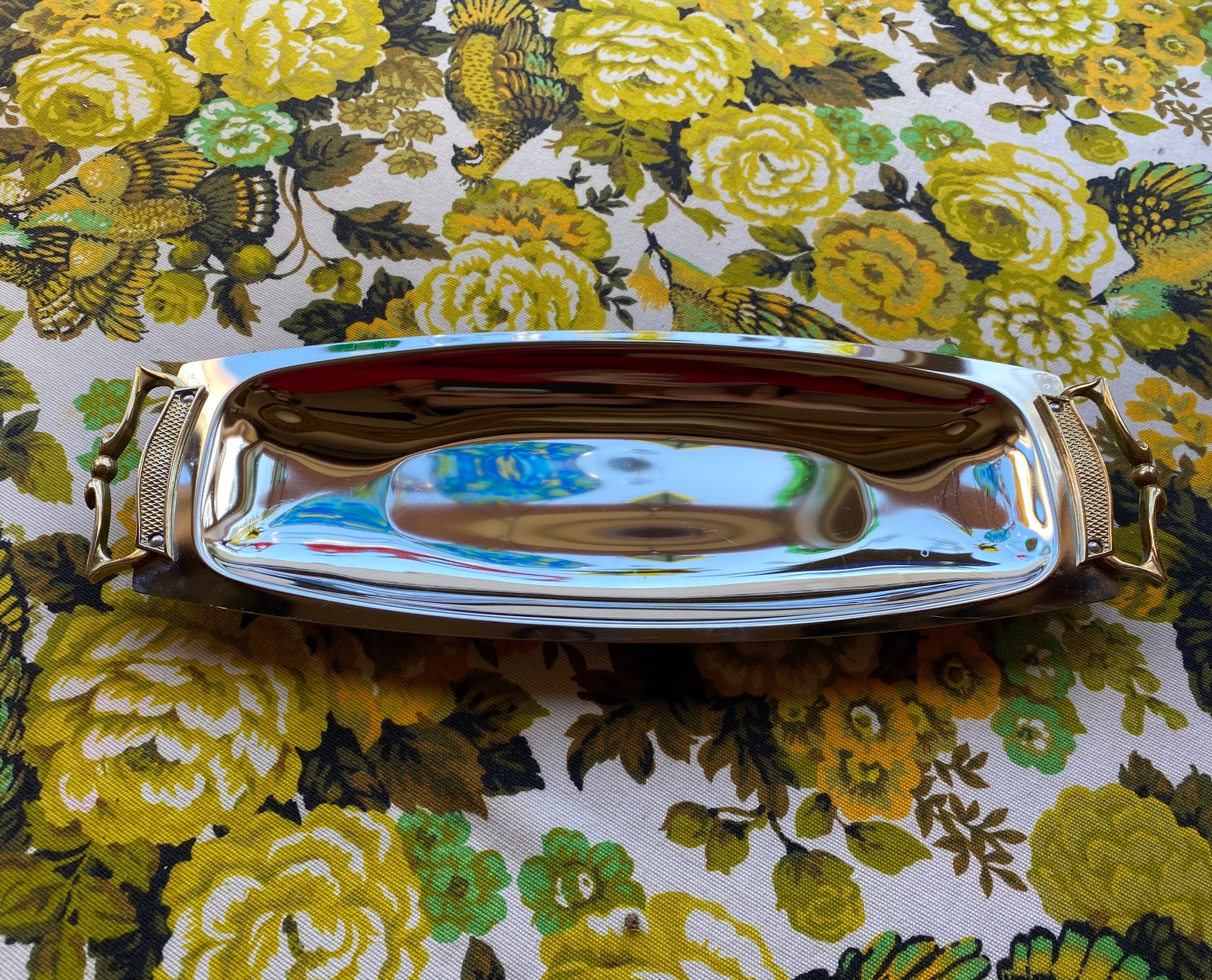 Vintage Kromex Silver Mid Century Modern Tray Silver Platter Etsy