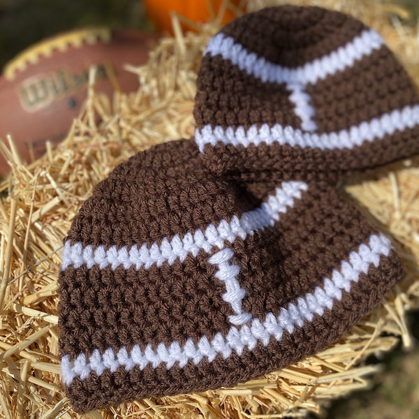 Crochet Football Beanie Pattern (Infant/Toddler/Child/Adult)