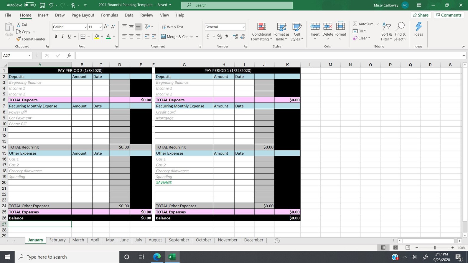 2021 Financial Planning Spreadsheet Printable Etsy