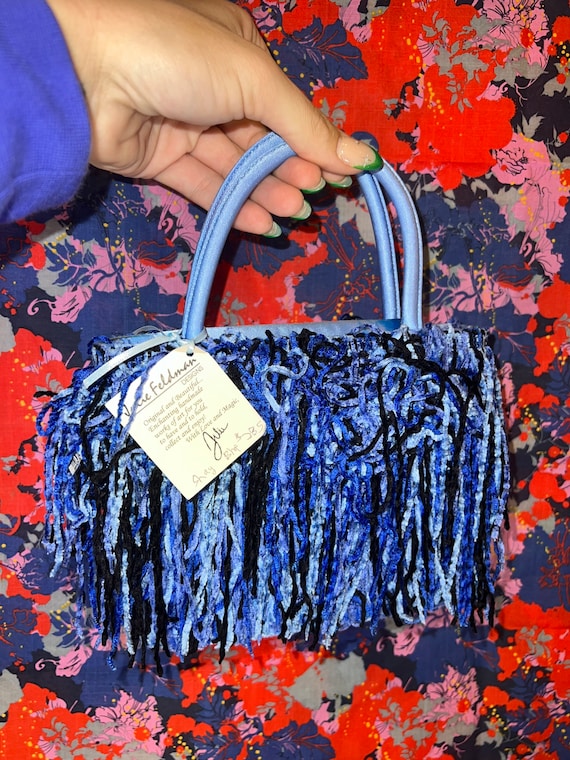 Julie Feldman Blue Fringe Purse - image 1