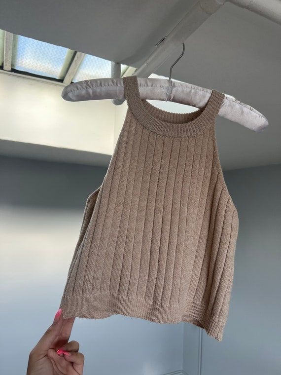 Cream Sleeveless Knit Top