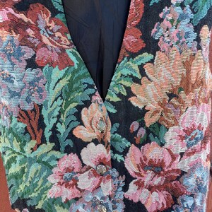 Black Tapestry Embroidered Tie Front Vest