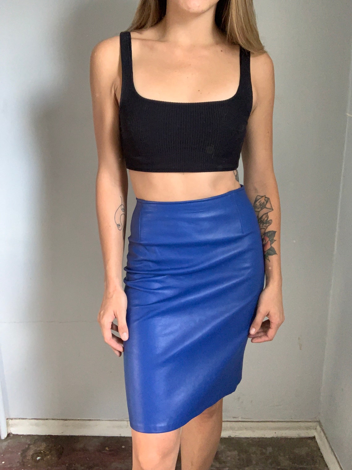 Vintage Leather Skirt Etsy