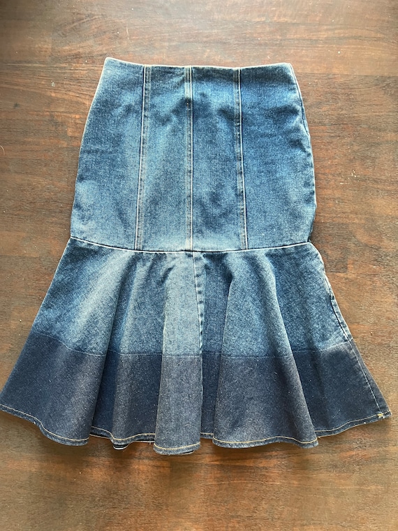 Midi flare Denim Skirt Etsy