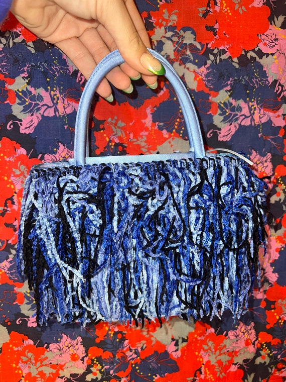 Julie Feldman Blue Fringe Purse - image 3