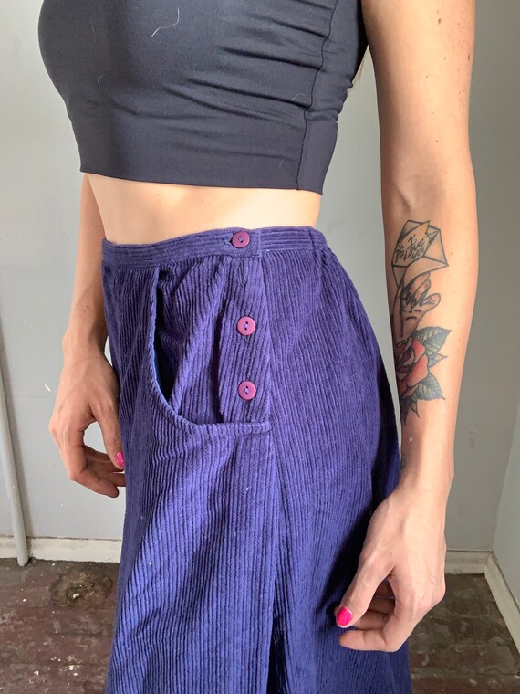 Jupe Mini Athleta 8 - Corduroy Bleu Vintage - Taille Basse - Pockets