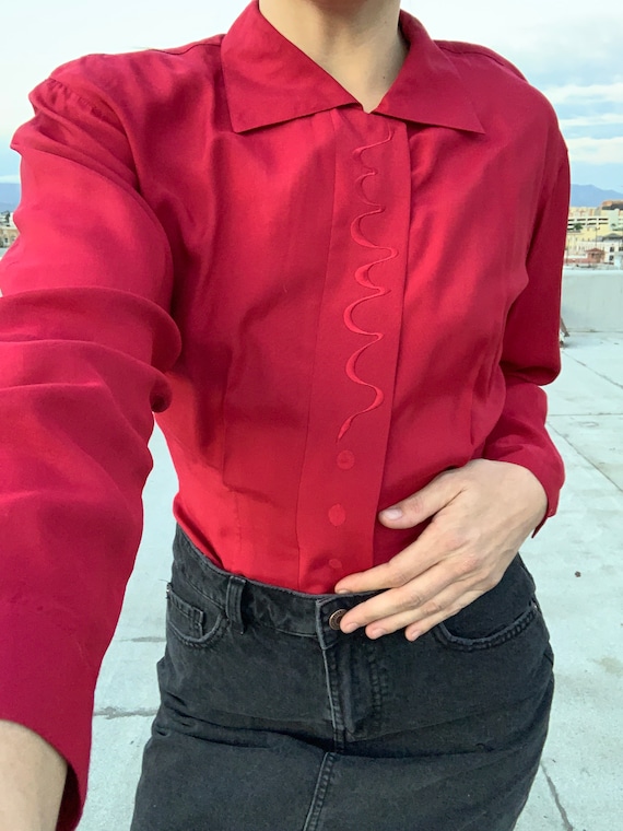 Esprit Red Blouse Etsy
