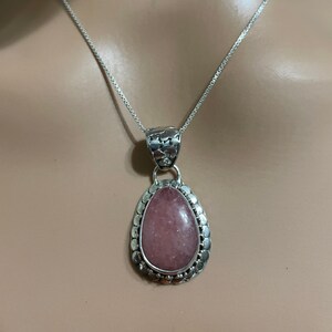 Rhodochrosite Pendant/Sterling Silver Pendant/Natural Rhodochrosite Pendant/925 Sterling Rhodochrosite Necklace/Pink Stone