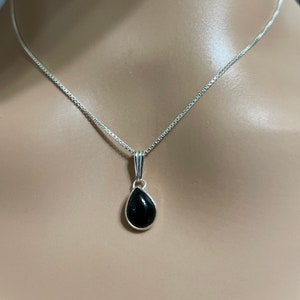 Dainty Black Onyx Teardrop Pendant/Small Black Onyx Pendant /Teardrop Necklace/Sterling Silver/ Made In USA