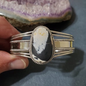 White Buffalo Cuff Bracelet/Sterling Silver/Cuff Bracelet/Silver Cuff Bracelet/White Turquoise Cuff/White Buffalo Cuff /Gift For Her/B13