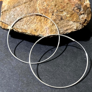 Silver Hoop Earrings/Large Hoop/60mm Hoop Earrings/Sterling Hoops/Hoop Earrings