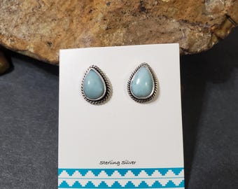 Larimar Teardrop Stud Earrings/Larimar Stud Earring/Blue Stone Stud Earring/Blue Larimar Earring/Teardrop Stud Earrings/Gift For Her/LL63