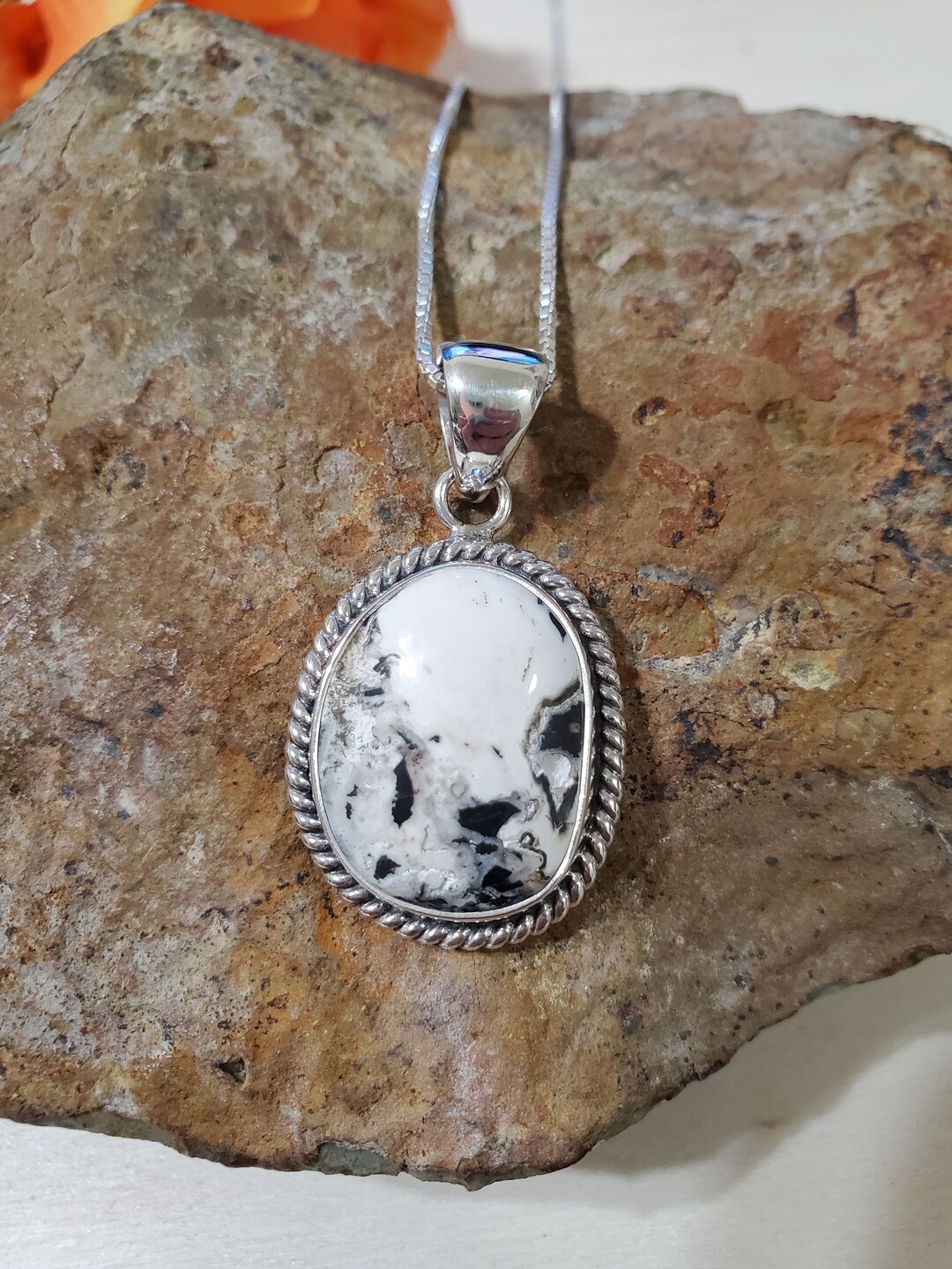White Buffalo /Turq Pendant