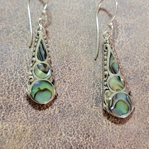 Abalone Shell Earrings/Sterling Silver/Abalone Shell Jewelry/Drop Earring/Shell Earring/For Her/Abalone Earrings/Abalone Shell/A15