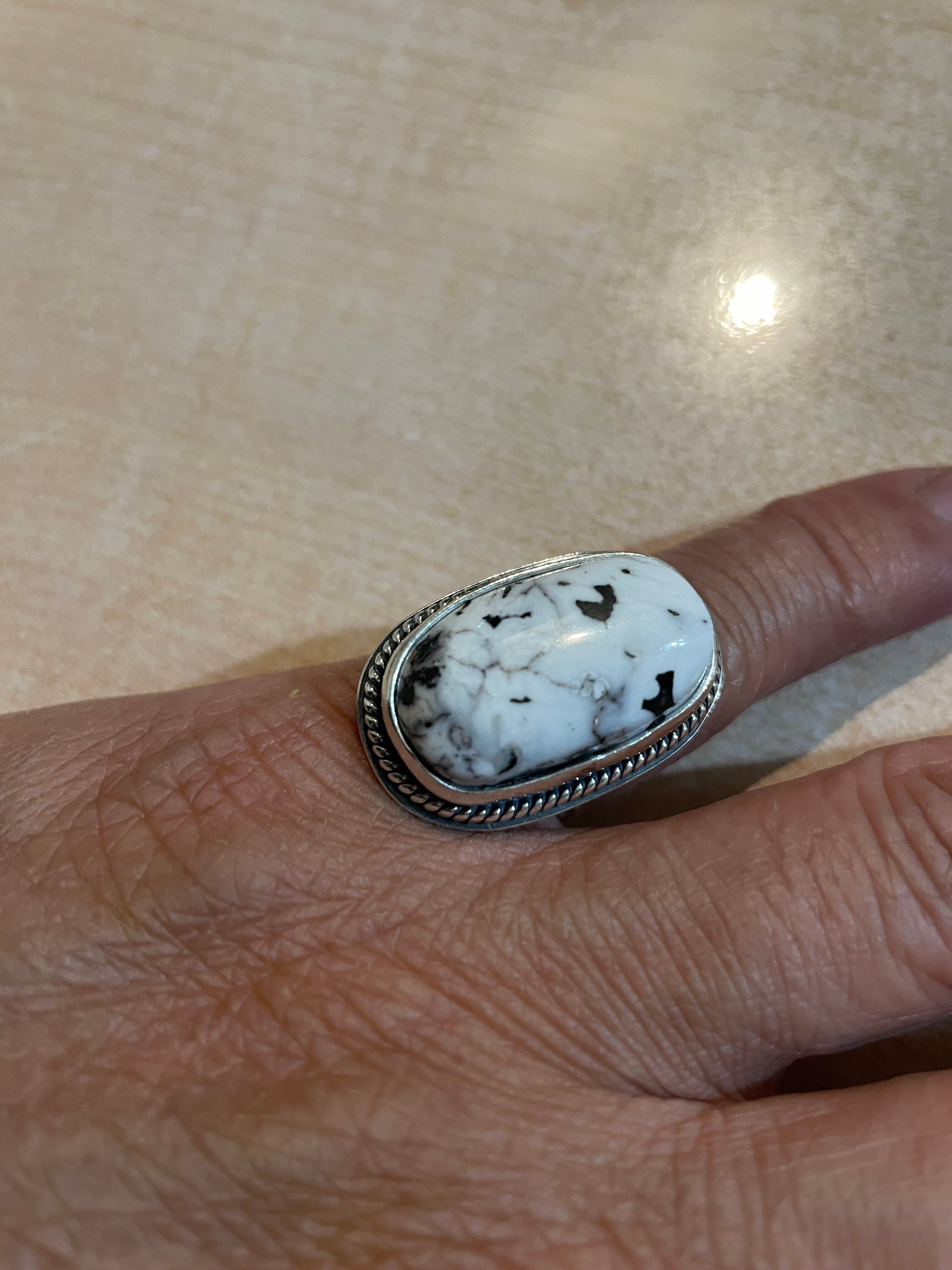 White Howlite Ring White Buffalo Ring White Turquoise Etsy