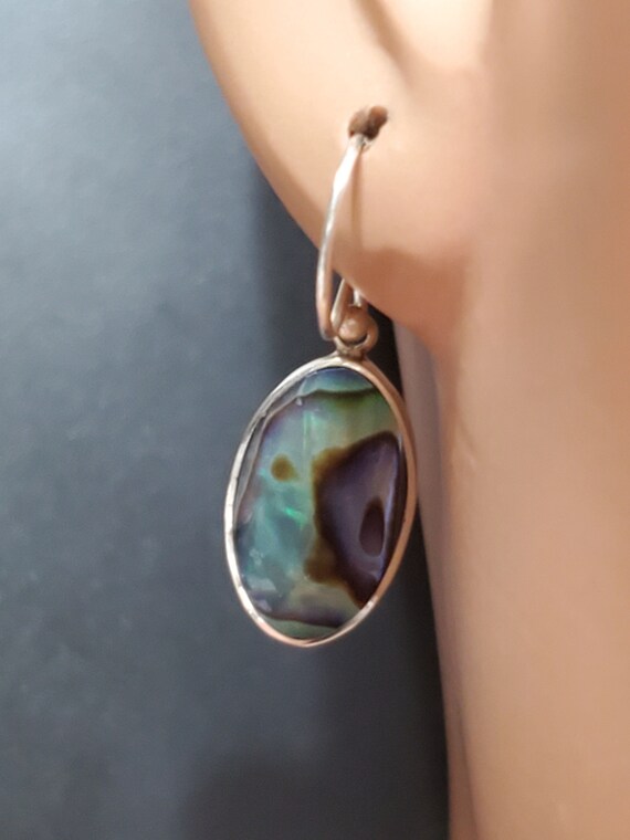 Handmade Oval Cut Abalone Shell Dangle Earrings For Women – Silver Plated – Multicolor – Nickel-Free