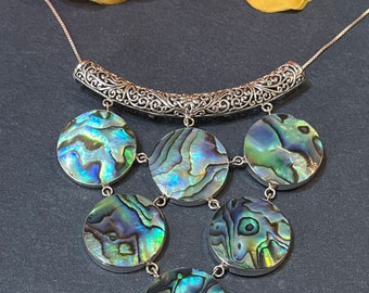 Abalone Shell Cascading Necklace / Sterling Silver / tiered necklace / Abalone Shell Necklace / Abalone Shell Pendant