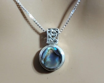 Abalone Shell Pendant Necklace / Sterling Silver Jewelry / Abalone Shell Necklace / Abalone Shell Pendant/A62