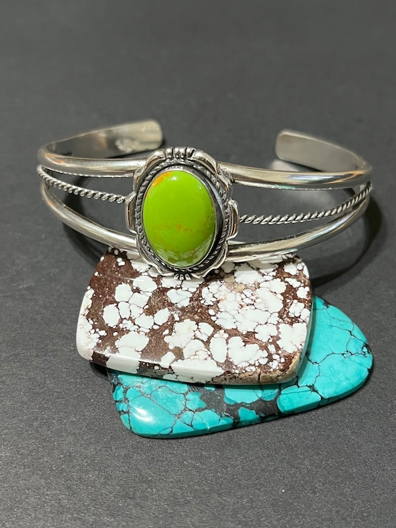Double Cowhead Native American Turquoise Wide Sterling Silver Bracelet Double Cowhead Native American Turquoise Wide Sterling Silver Bracelet