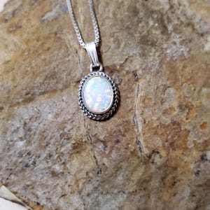 Opal Necklace /Gift For Women/White Opal Pendant /Sterling Silver/Opal Pendant/Small White Opal Necklace/Oval Opal Pendant