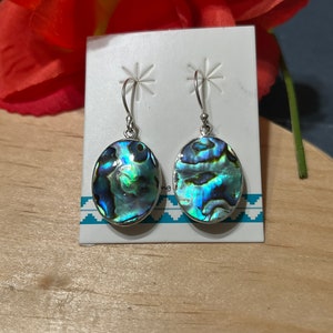Large Oval Abalone Shell Earrings / Sterling Silver /Abalone Shell Jewelry/Filigree Earring/Filigree Abalone Earring/Gift For Her