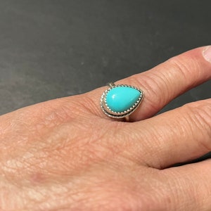 Turquoise Ring/Blue Turquoise Ring/Turquoise Teardrop Ring/Turquoise Pear Ring/Sterling Sliver Ring/Made in USA