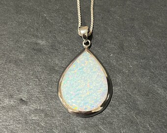 White Opal Teardrop Necklace/ White Opal Pendant /Teardrops Opal/ Jewelry/ Opal Necklace /Sterling Silver/White Opal Necklace