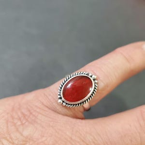 Carnelian Crystal Ring/Red Carnelian Ring/Sterling Silver Ring/Genuine Red Carnelian Ring/Carnelian Ring/Healing Ring/Large Small Size Ring