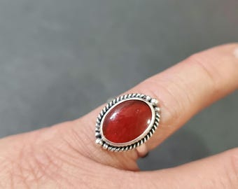 Carnelian Crystal Ring/Red Carnelian Ring/Sterling Silver Ring/Genuine Red Carnelian Ring/Carnelian Ring/Healing Ring/Large Small Size Ring