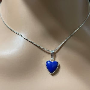 Heart Lapis Lazuli Pendant/Blue Lapis Heart Necklace/Blue Heart Pendant Necklace/Sterling Silver Blue Heart Pendant/Heart/Gift