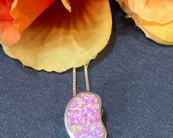 Pink Opal Necklace / Pink Opal Pendant / Sterling Silver Pendant / Opal Pendant / Gift For Her / Pink Opal Jewelry