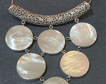 Mother of Pearl Cascading Necklace / Sterling Silver / tiered necklace / Mother of Pearl Necklace / Mother of Pearl Pendant