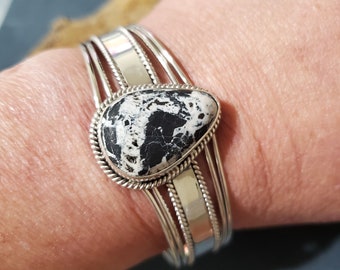 White Buffalo Cuff Bracelet/Sterling Silver/Cuff Bracelet/Silver Cuff Bracelet/White Turquoise Cuff/White Buffalo Cuff /Gift For Her/B11