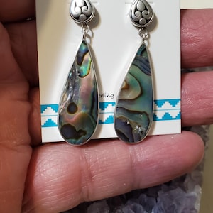 Abalone Shell Dangle Earrings / Teardrop Stud Earrings / Abalone Shell /Sterling Silver / Teardrop Dangle Earrings / Stud Earrings / A119-AR