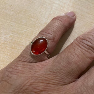 Carnelian Ring/Red Carnelian Ring/Sterling Silver Ring/Genuine Red Carnelian Ring/Carnelian Crystal Ring/Simple Ring